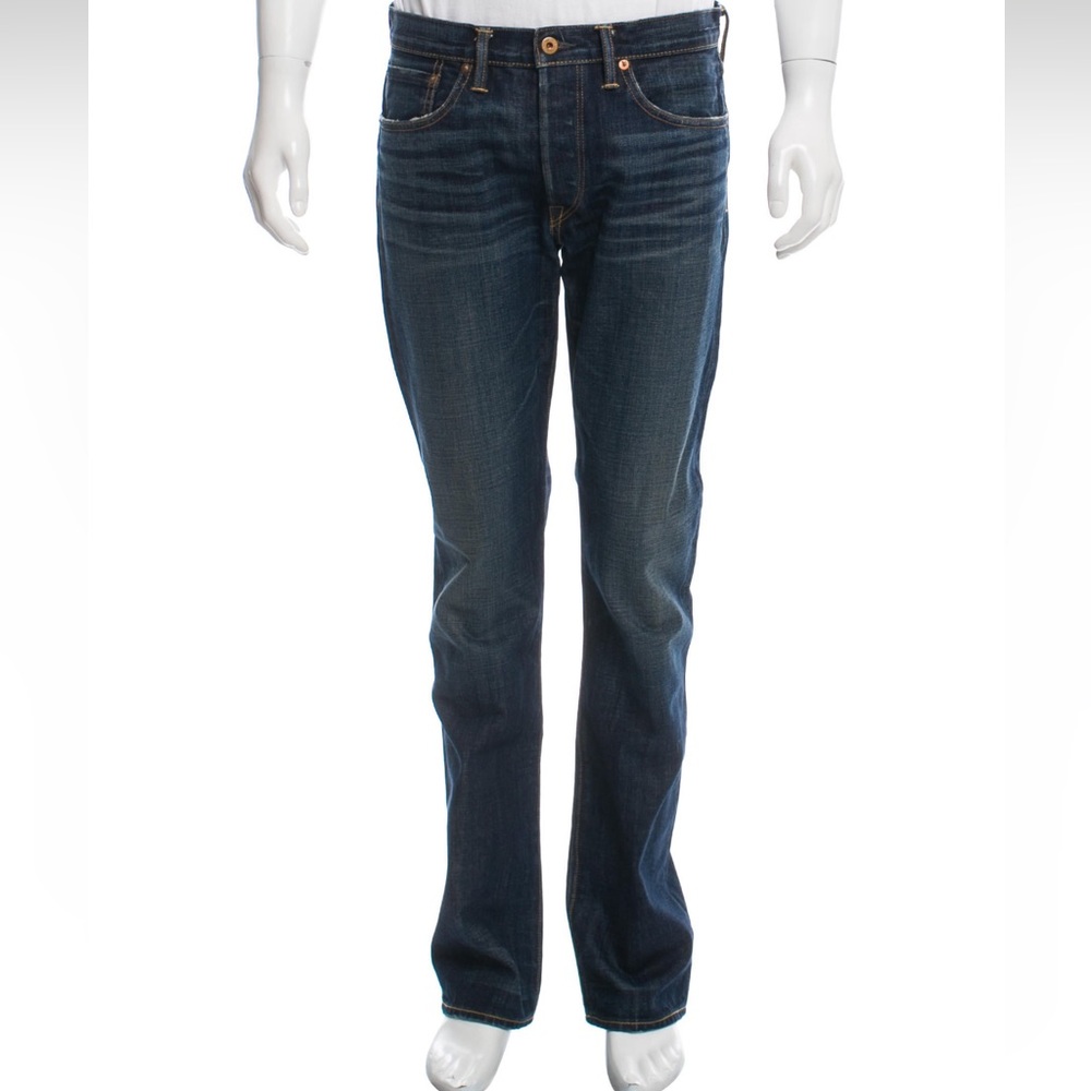 Men's dark wash blue NSF five-pocket Straight Fit jeans